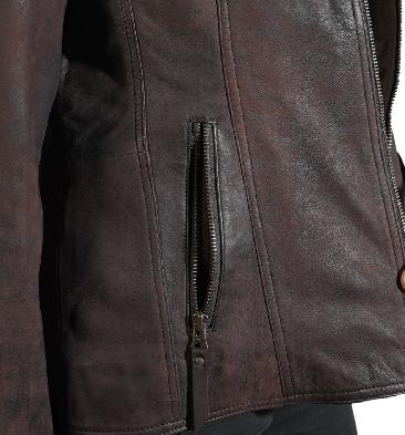 SL10011758 - Ladies Buff Leather Hip Length Biker Jacket